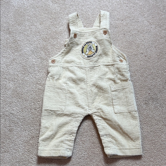 Disney Cream Corduroy Overalls with Pooh Patch NWT - Picture 4 of 7
